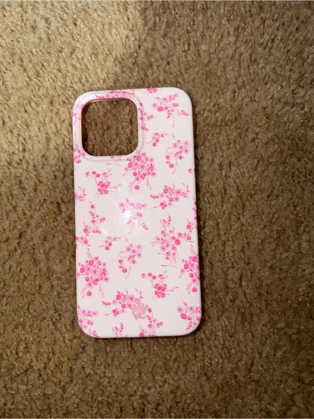 15 pro max MagSafe compatible Pink Floral Phone Case - White & Pink Case